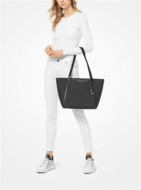 michael michael kors whitney large logo tote|whitney large leather tote bag.